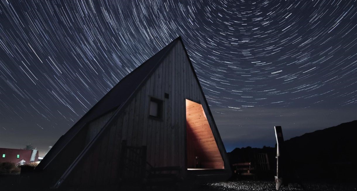 Night scene at Sperrin View Glamping